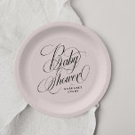 Elegant blush roze gepersonaliseerd baby shower papieren bordje<br><div class="desc">Met zijn elegante scripttype is dit blush roze baby showers bord de perfecte touch voor uw feest voor een aanstaande moeder en een baby onderweg. Personaliseer het feestaanbod met de naam van de moeder of de namen van de ouders. Dit prachtige ontwerp komt overeen met het Elegant Baby showers collectie...</div>
