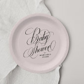 Elegant blush roze gepersonaliseerd baby shower papieren bordje