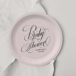 Elegant blush roze gepersonaliseerd baby shower papieren bordje