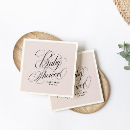 Elegant blush roze gepersonaliseerd baby shower servet