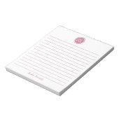Elegant Blush Roze Gepersonaliseerd Monogram Notitieblok (Linkerzijde)
