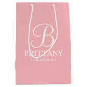 Elegant Blush Roze Gepersonaliseerde Bridesmaid Medium Cadeauzakje (Voorkant)