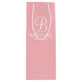 Elegant Blush Roze Gepersonaliseerde Bridesmaid Wijn Cadeautas (Voorkant)