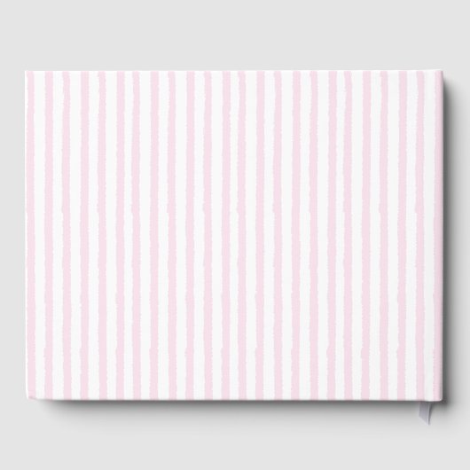 Elegant Blush Roze Gestreept Meisje Baby shower Gastenboek (Achterkant)