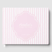 Elegant Blush Roze Gestreept Meisje Baby shower Gastenboek (Voorkant)