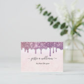 Elegant Blush Roze Glitter Agate Modern Chic Contactkaartje (Staand voorkant)