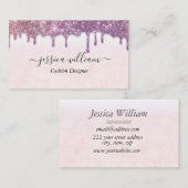 Elegant Blush Roze Glitter Agate Modern Chic Contactkaartje (Voorkant / Achterkant)