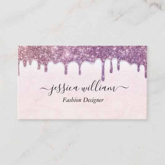 Elegant Blush Roze Glitter Agate Modern Chic Contactkaartje (Voorkant)