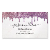 Elegant Blush Roze Glitter Agate Modern Chic Magnetisch Visitekaartje (Voorkant)