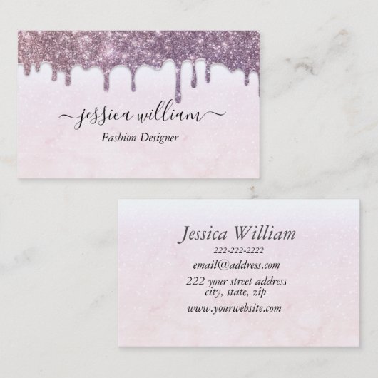 Elegant Blush Roze Glitter Agate Modern Chic Visitekaartje (Voorkant / Achterkant)
