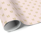 Elegant blush roze goud custom monogram initiaal cadeaupapier (Rol Hoek)