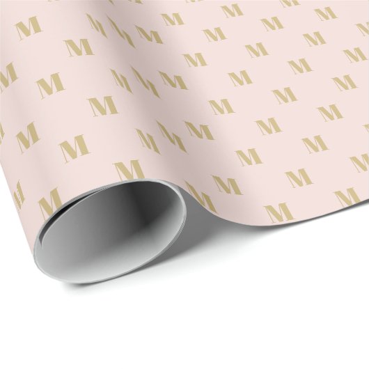 Elegant blush roze goud custom monogram initiaal cadeaupapier (Rol Hoek)
