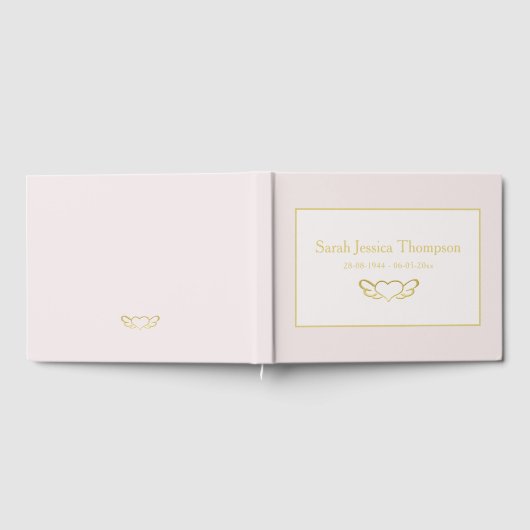 Elegant Blush Roze & Gouden Boek van Condoleance (Volledig)