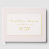 Elegant Blush Roze & Gouden Boek van Condoleance (Voorkant)