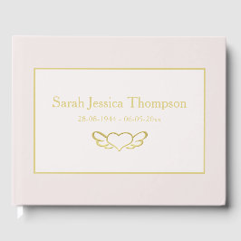 Elegant Blush Roze & Gouden Boek van Condoleance