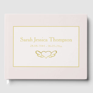 Elegant Blush Roze & Gouden Boek van Condoleance