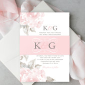 Elegant Blush Roze Grijs Bruiloft Monogram Initial Uitnodigingen Wikkel