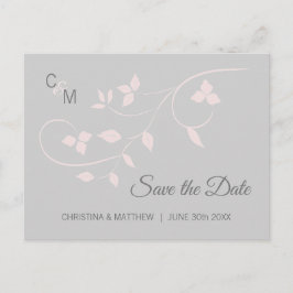Elegant Blush Roze & Grijs Bruiloft SAVE THE DATE Aankondigingskaart