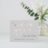 Elegant Blush Roze & Grijs Bruiloft SAVE THE DATE Aankondigingskaart (Staand voorkant)