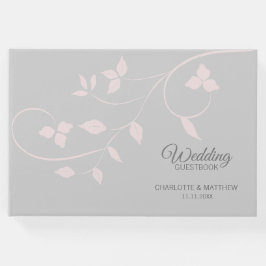 Elegant Blush Roze & Grijs Vine Bruiloft Gastenboek
