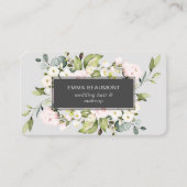 Elegant Blush Roze Grijs Waterverf Bloemen Bloei Visitekaartje (Voorkant)