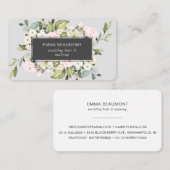 Elegant Blush Roze Grijs Waterverf Bloemen Bloei Visitekaartje (Voorkant / Achterkant)