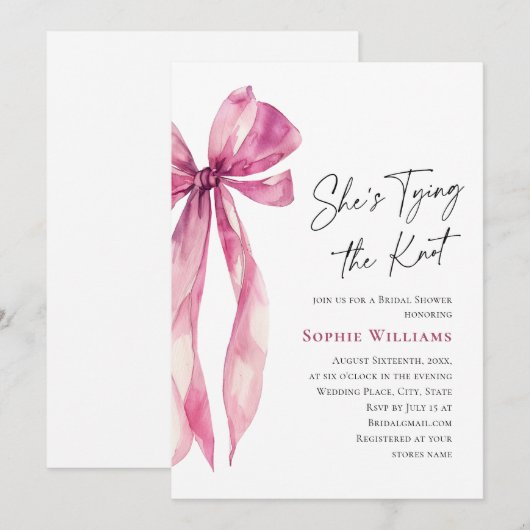 Elegant Blush Roze Hand getrokken boog Vrijgezelle Kaart (Voorkant / Achterkant)