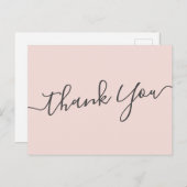 Elegant blush roze handgeschreven script bedankt briefkaart (Voorkant / Achterkant)