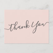 Elegant blush roze handgeschreven script bedankt briefkaart (Voorkant)