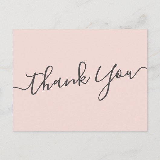 Elegant blush roze handgeschreven script bedankt briefkaart (Voorkant)