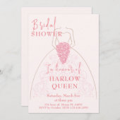 Elegant Blush Roze hart QR code Vrijgezellenfeest Kaart (Voorkant / Achterkant)