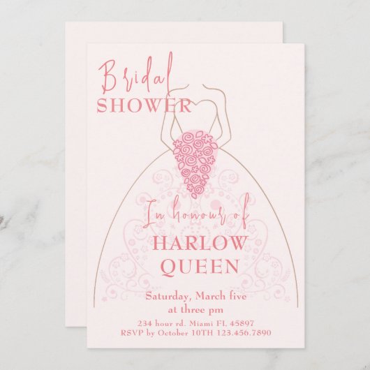 Elegant Blush Roze hart QR code Vrijgezellenfeest Kaart (Voorkant / Achterkant)