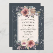 Elegant Blush Roze Herfst Bloemen Christelijk Brui Kaart (Voorkant / Achterkant)