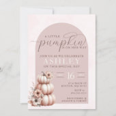Elegant Blush Roze Herfst Pompoen Baby shower Kaart (Voorkant)
