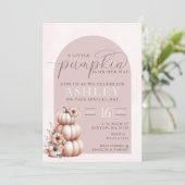 Elegant Blush Roze Herfst Pompoen Baby shower Kaart (Staand voorkant)