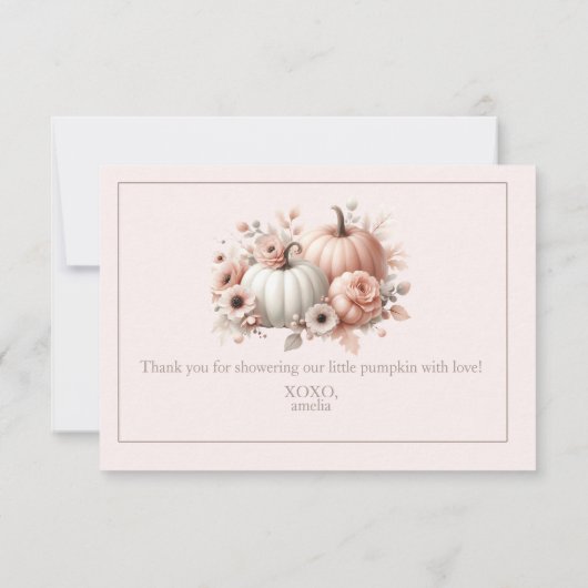 Elegant Blush Roze Herfst Pompoen Dank u Bedankkaart (Achterkant)