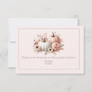 Elegant Blush Roze Herfst Pompoen Dank u Bedankkaart