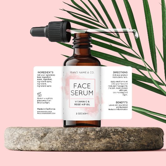 Elegant Blush Roze Huidverzorging Cosmetische Fles Etiket