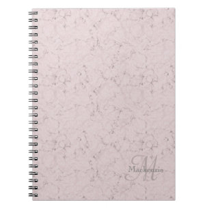 Elegant Blush Roze Marble Custom Name Monogram Notitieboek