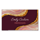 Elegant blush roze marmer faux gold glitter bu magnetisch visitekaartje (Voorkant)