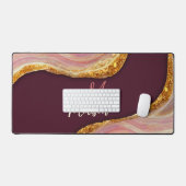 Elegant blush roze marmer faux goudglitter bureaumat (Keyboard & Muis)