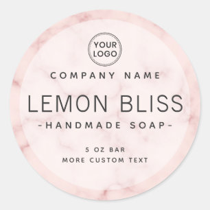 Elegant blush roze marmer rond product label