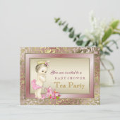 Elegant Blush Roze Meisjes Tea Party Baby shower Kaart (Staand voorkant)