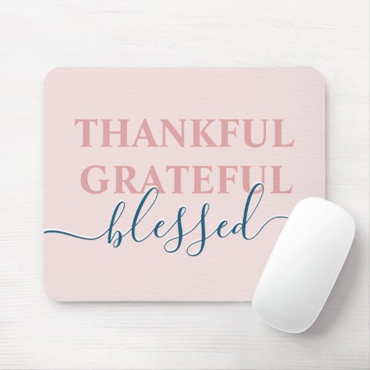 Elegant blush roze met dankbare dankbaarheid gezeg muismat (Met muis)