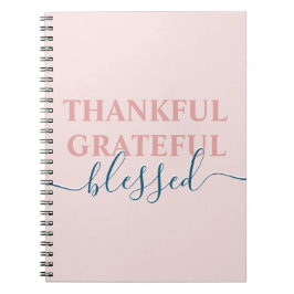 Elegant blush roze met dankbare dankbaarheid gezeg notitieboek