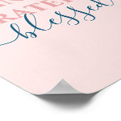 Elegant blush roze met dankbare dankbaarheid gezeg poster (Hoek)