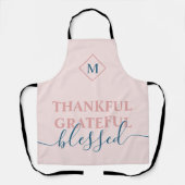 Elegant blush roze met dankbare dankbaarheid gezeg schort (Voorkant)