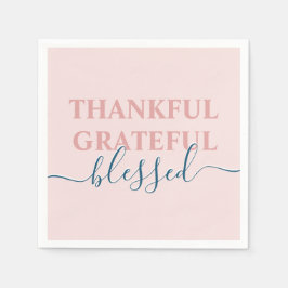 Elegant blush roze met dankbare dankbaarheid gezeg servet