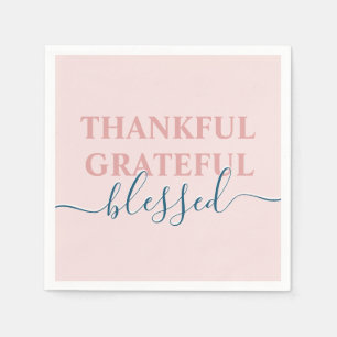 Elegant blush roze met dankbare dankbaarheid gezeg servet