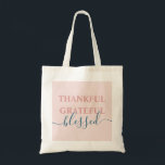 Elegant blush roze met dankbare dankbaarheid gezeg tote bag<br><div class="desc">Elegant blush roze met dankbare dankbare gezegende canvas tas</div>